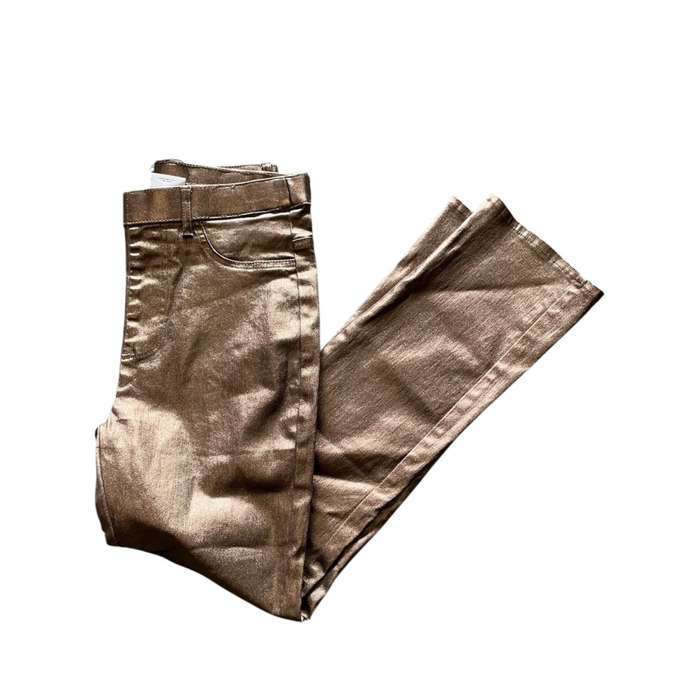 Anna & Ava Metallic Gold Coated Jeans Women’s Straight Leg Stretch Pants size‎ M